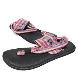 Sanuk Womens Size 10 Yoga Mat Slingback Flip Flop Sandals Bright Aztec Print​